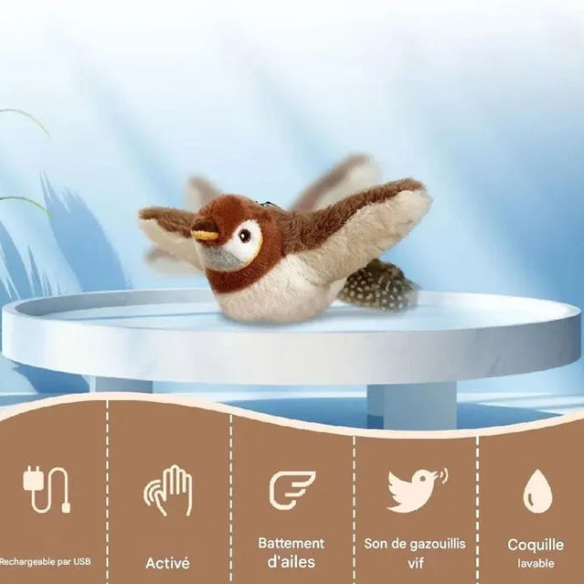 Jouet interactif pour chat avec oiseau gazouillant