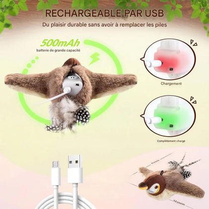 Jouet interactif pour chat avec oiseau gazouillant