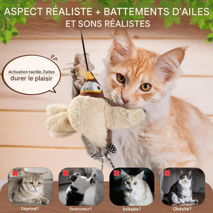 Jouet interactif pour chat avec oiseau gazouillant