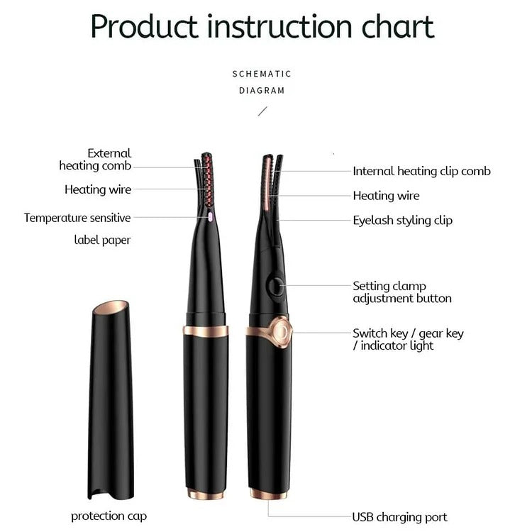 Recourbe-cils chauffant rechargeable pour un recourbement rapide et chauffant