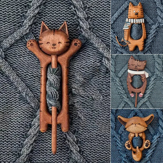 Charming Critter™ - Broche avec motif animalier en bois (pince à pull)