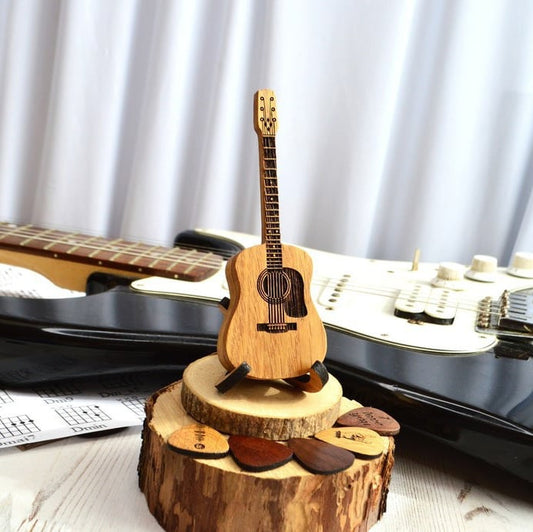 Guitare Acoustique Boîte à Médiators en Bois