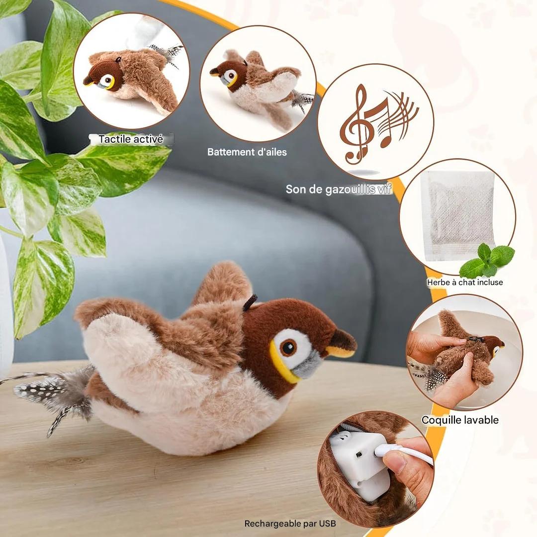 Jouet interactif oiseau gazouillant | Stimule, amuse et rend votre chat heureux !